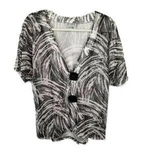 JM Collection Women's Small Black White Abstract Mesh Swim Cover-Up